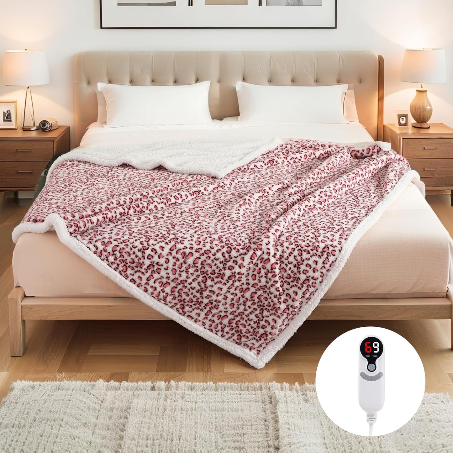 Soypipo Electric Heated Throw Blanket 50"x60", Faux Fur Plush with 4 Heat Settings & 2/4/8/10H Auto Shut-Off, Overheat Protection, Machine Washable, for Office & Chair, Dark Grey