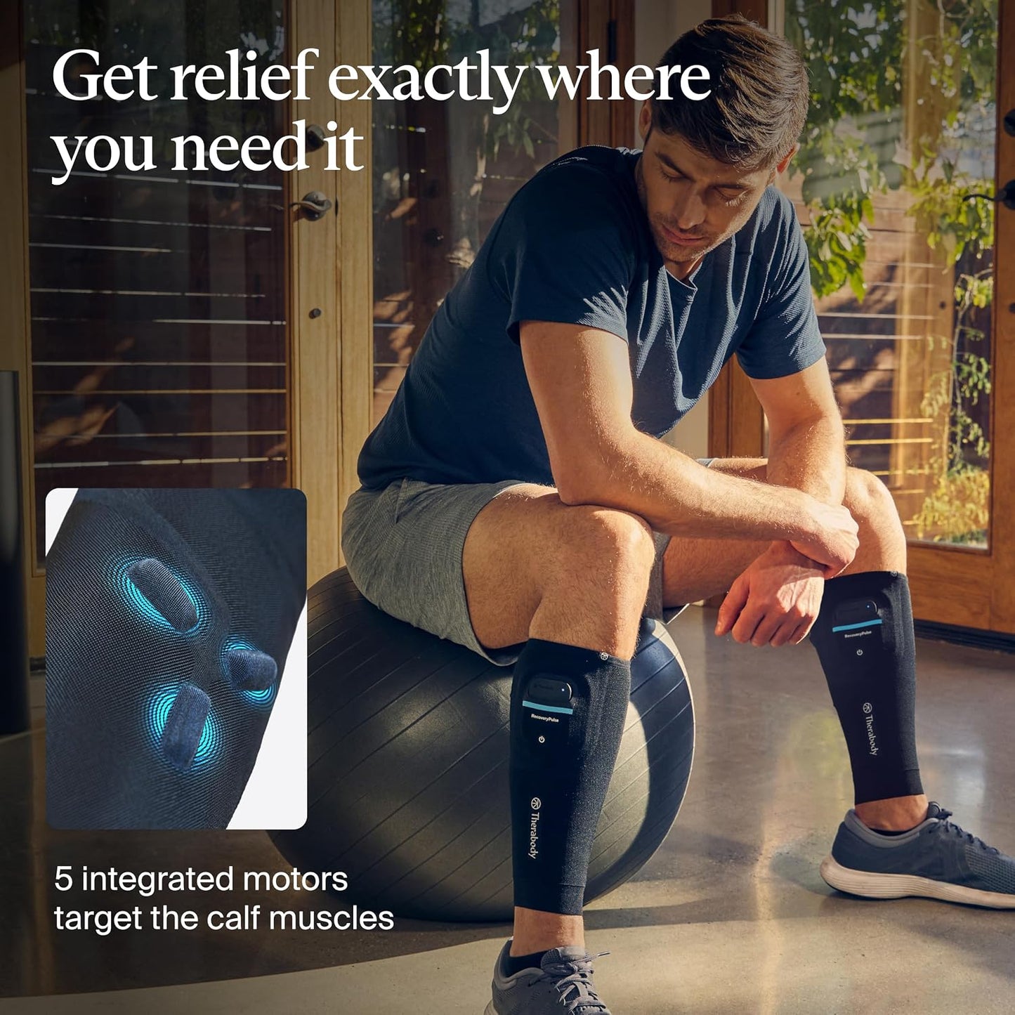 Therabody RecoveryPulse Calf - Compression and Vibration Sleeve for On The Go Relief, Reduce Soreness and Pain in Lower Legs, Increase Flexibility (Medium)