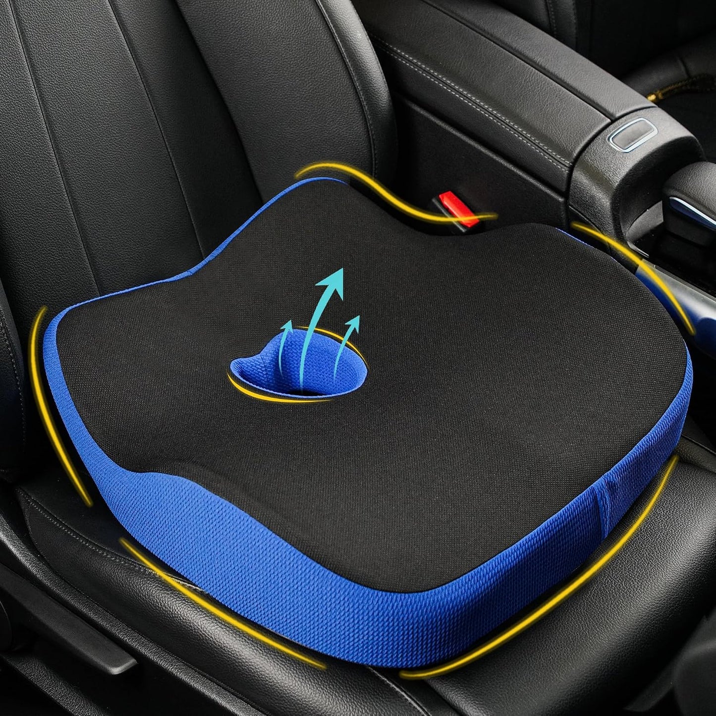 Allaboutsla Car Seat Cushion for Driving, Car Seat Pillow for Short Drivers | Ergonomic Memory Foam Seat Cushion for Pain Relief, Adult Booster Seat for Car, Butt Cushion for Car, Truck, Office, B&G