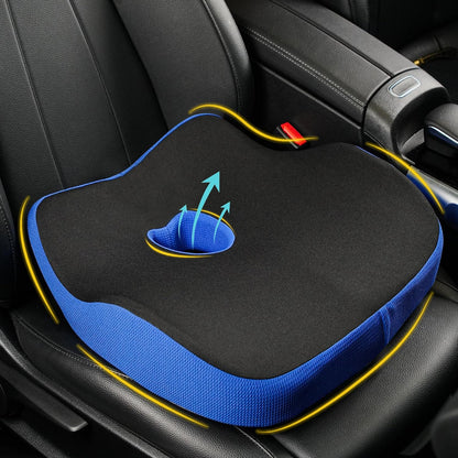 Allaboutsla Car Seat Cushion for Driving, Car Seat Pillow for Short Drivers | Ergonomic Memory Foam Seat Cushion for Pain Relief, Adult Booster Seat for Car, Butt Cushion for Car, Truck, Office, B&G