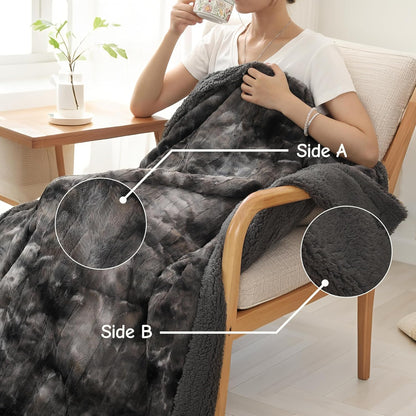 Soypipo Electric Heated Throw Blanket 50"x60", Faux Fur Plush with 4 Heat Settings & 2/4/8/10H Auto Shut-Off, Overheat Protection, Machine Washable, for Office & Chair, Dark Grey