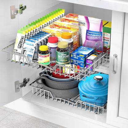 Simple Houseware Under Cabinet Pull Out Sliding Shelf, 21" Dx11 W, Chrome