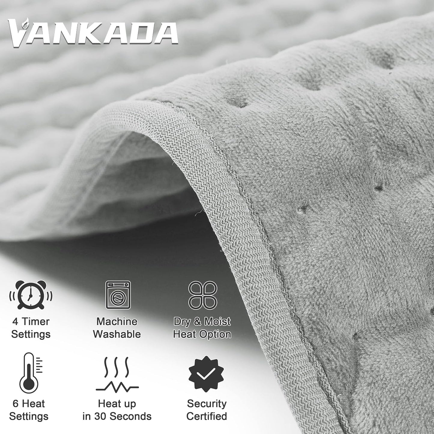 Heating Pad Electric Heat Pad, Hot Heated Pad,Multiple Temp and Timer Settings,Suitable for Shoulders, Neck, arms, Abdomen, Back, Legs, etc. (Gray Green, 24"X12")