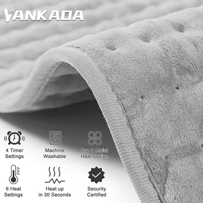 Heating Pad Electric Heat Pad, Hot Heated Pad,Multiple Temp and Timer Settings,Suitable for Shoulders, Neck, arms, Abdomen, Back, Legs, etc. (Gray Green, 24"X12")