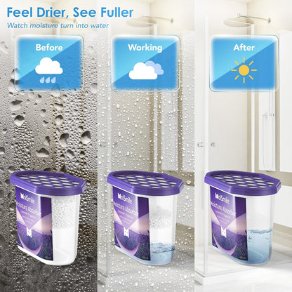Moisture Absorbers with Activated Charcoal, Humidity Control & Air Deodorizing Preparations for Closet, Bathroom, Basement, Car & RV, 3 Pack