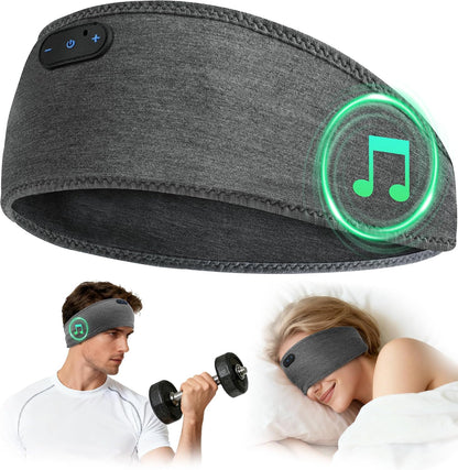 Bamboo Cotton Sleep Headphones,Ultra-Soft Wireless Headband Bluetooth for Side Sleepers, with 14H Playtime & Bluetooth 5.4, 4-in-1 Music Sleep Earphones for side sleeping(Black)