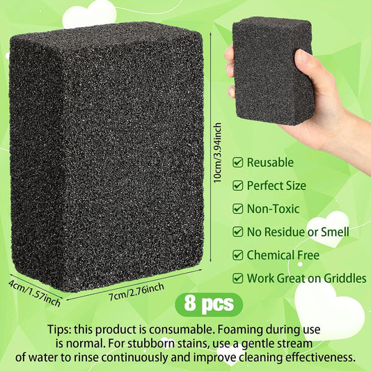 Zhehao 8 Pack Grill Brick Bulk Heavy Duty Pumice Stone Cleaner Tool | Cleans and Sanitizes Restaurant Flat Top Grills, Reusable for Home Restaurant Griddles, Flat Top BBQ Grates Outdoor Cleans