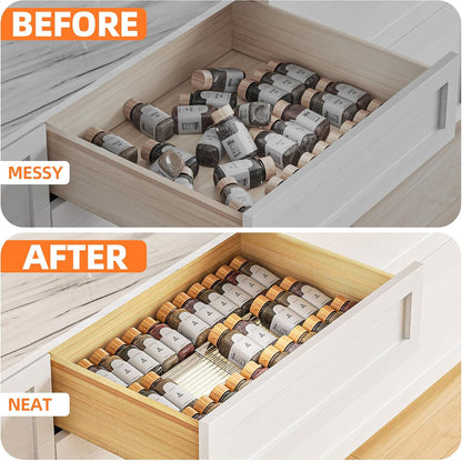 MUDEELA Clear Spice Drawer Organizer, 4 Tier- 2 Set (8 Packs) Spice Rack for Drawer, Expandable From 11" to 22" Kitchen Seasoning Organizers and Storage for Drawer (Jars not included)