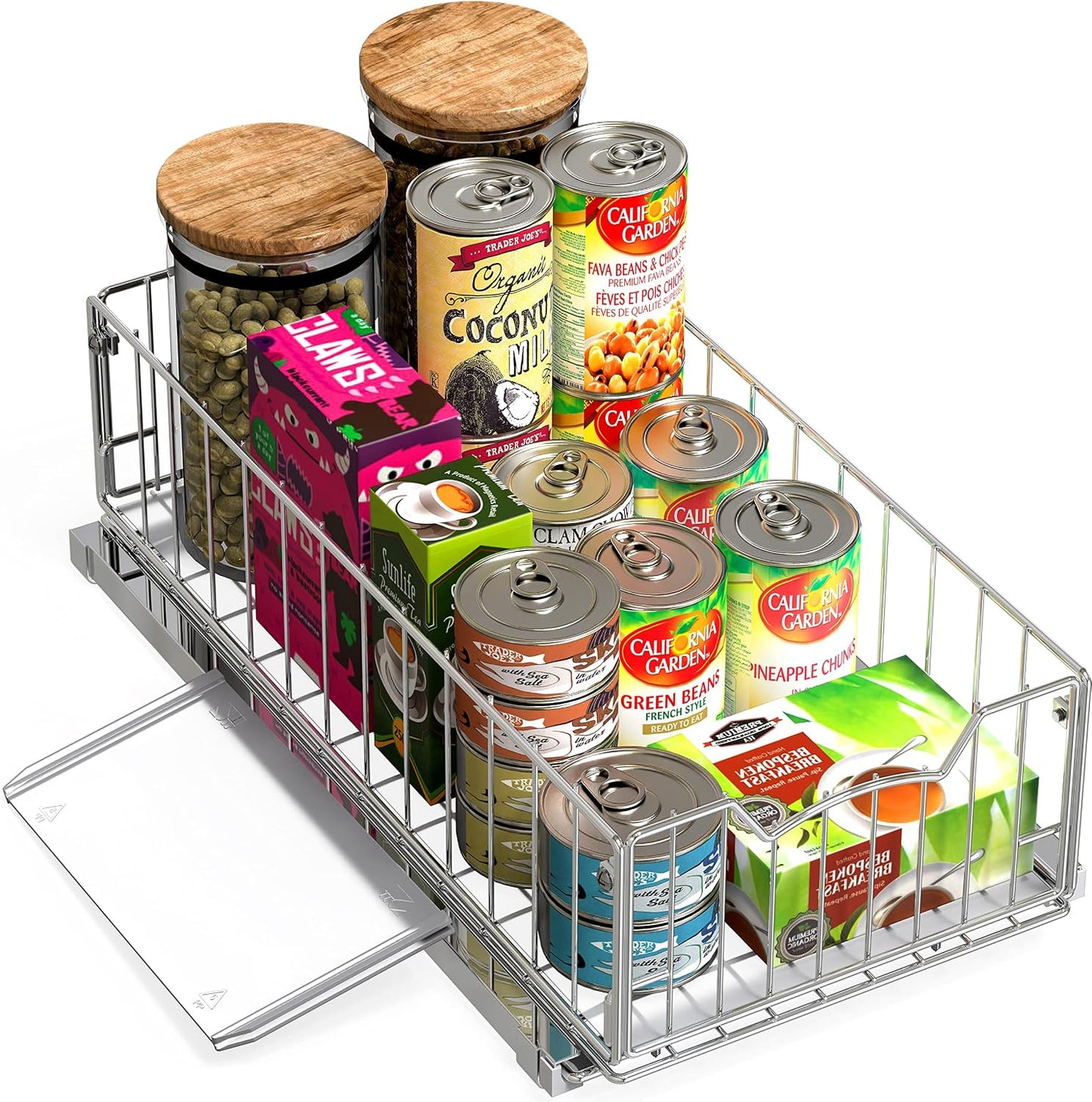Simple Houseware Pull-Out Cabinet Sliding Basket, 17.2Dx9.7Wx5H, Chrome | Ideal for Kitchen and Bathroom Cabinet Storage Organizer, Under Sink or Pantry Organization