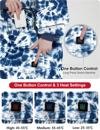 KFUBUO Wearable Heated Blanket Cordless Oversized Hoodie Sweatshirt