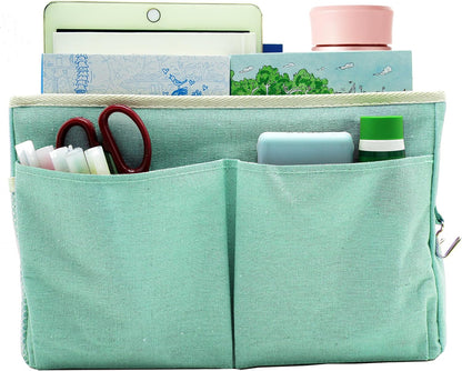 Bedside Caddy Bedside Hanging Storage Basket Multi-Function Organizer Caddy for Bunk and Hospital Beds Dorm Rooms Bed Rails, Can be Placed Glasses Books Mobile Phones（Navy Blue）