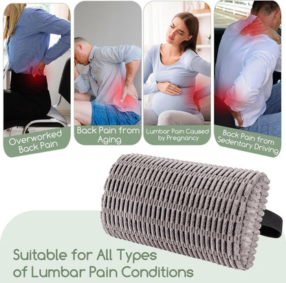 Lumbar Support Pillow for Recliner Chair/Office Chair/Couch, Memory Foam Back Support Cushion with Adjustable Strap, Recliner Cushions for Lower Back Pain Relief, Sleeping, Washable Cover, Beige