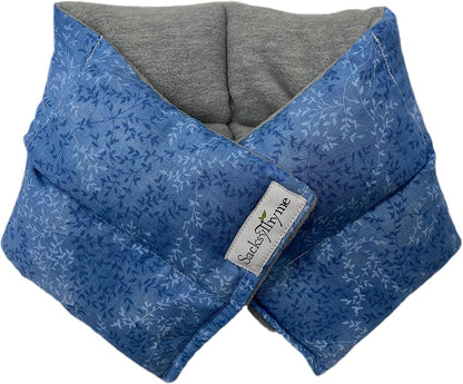 SacksyThyme Microwaveable Heating Pad - Microwave Neck and Shoulder Wrap for Moist Hot Therapy - Hot & Cold Compress for Relaxation & Stress Relief - Flaxseed - Made in USA - 22"x6", Grey