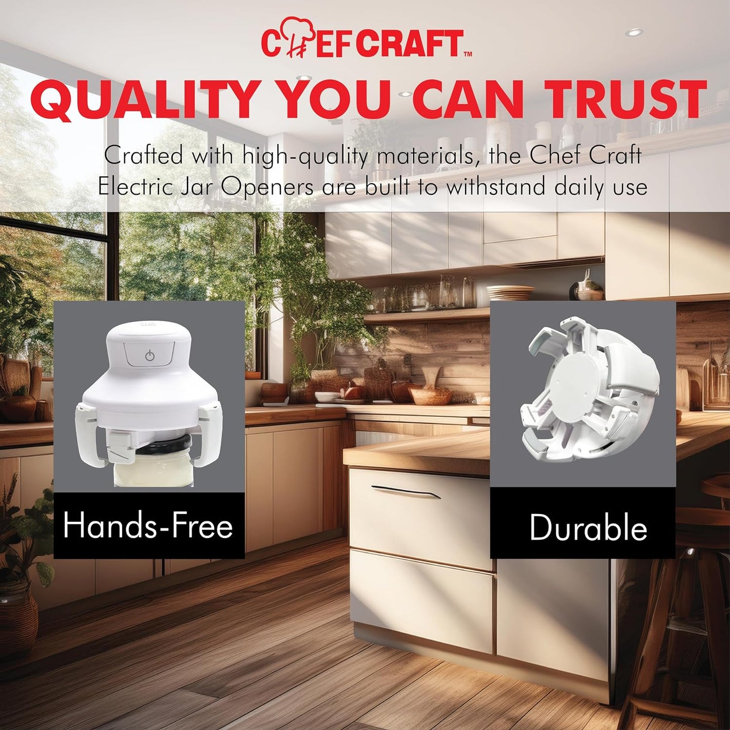 Chef Craft Hands free/Self-Centering, Three-Armed Electric Jar Opener
