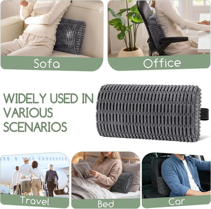 Lumbar Support Pillow for Recliner Chair/Office Chair/Couch, Memory Foam Back Support Cushion with Adjustable Strap, Recliner Cushions for Lower Back Pain Relief, Sleeping, Washable Cover, Brown