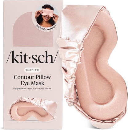 Kitsch Contour Satin Sleep Mask | Eye Masks for Sleep - Blush | Softer Than Silk Sleep Mask, Blindfold Sleep Masks for Women & Men, No Eye Pressure, Lightweight Eye Mask, Travel Essentials