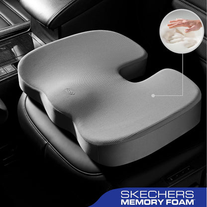 Skechers Memory Foam Seat Cushion,Office Chair Cushion for Tailbone Pain Relief,Butt Pillow for Office Chair,Car seat Cushion,Computer Desk,Long Sitting Office Workers,and Car Drivers,Black