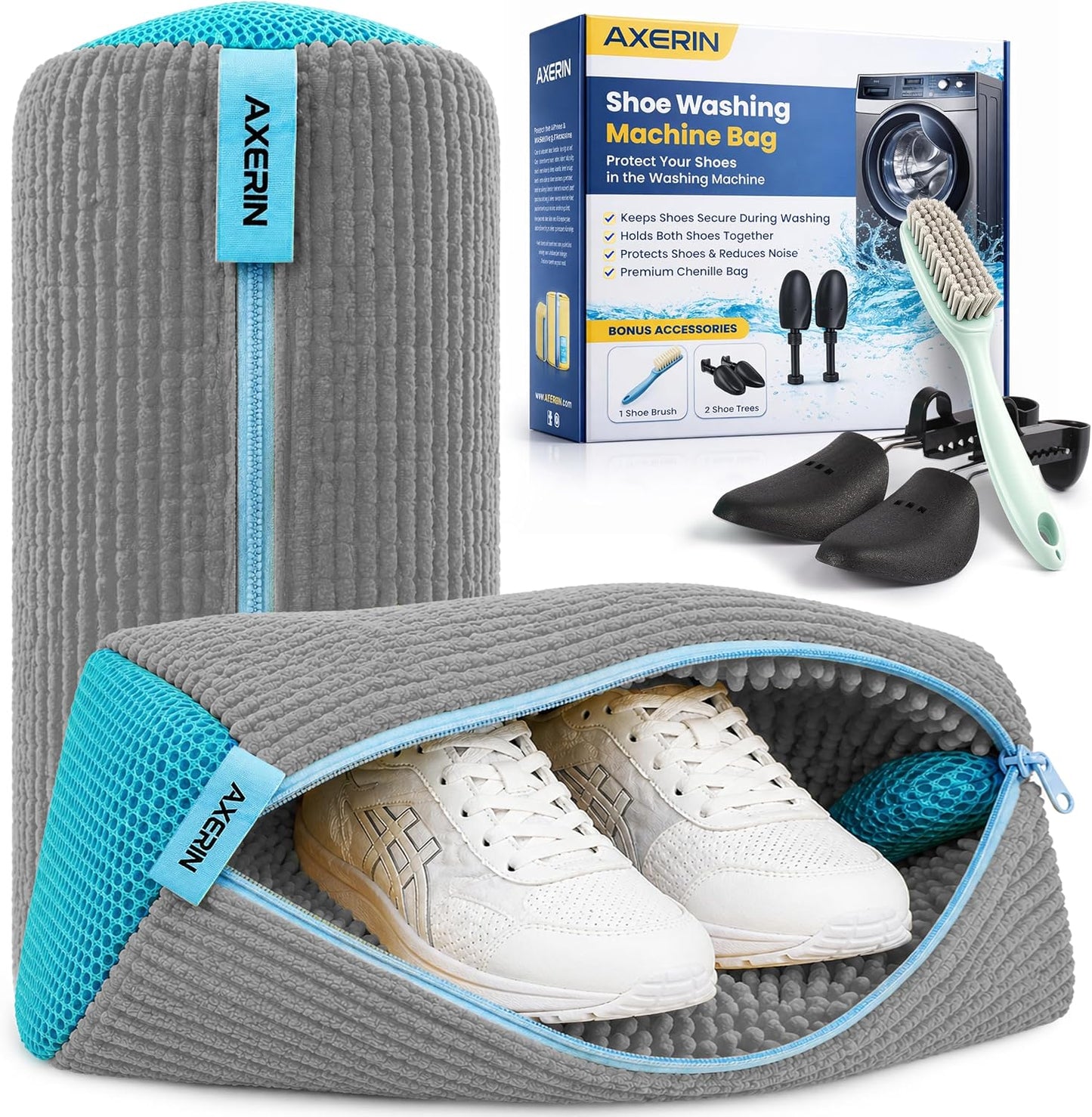 Shoe Washing Machine Bag for Washer and Dryer – 2pc Reusable Shoe Cleaning Bag for Sneakers & Tennis Shoes