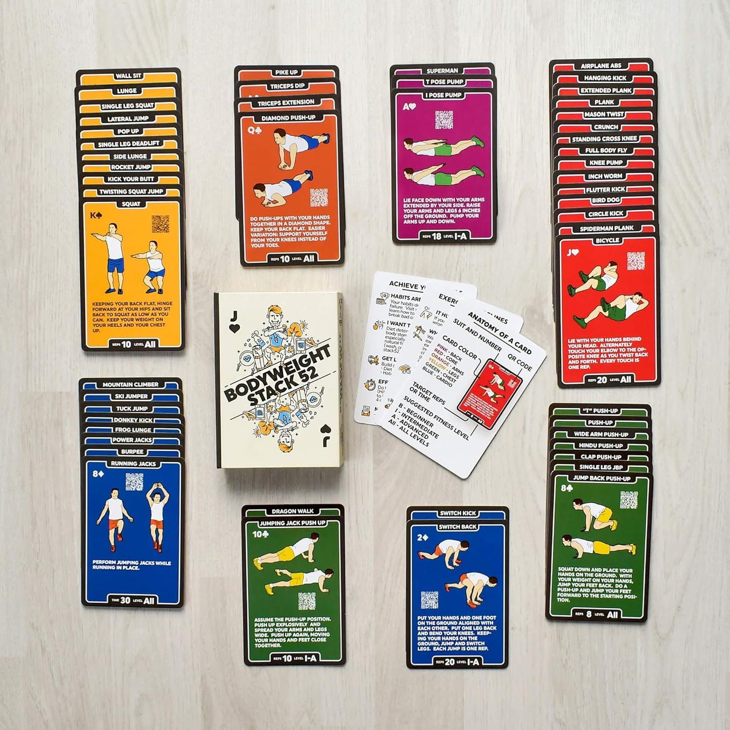 Stack 52 Bodyweight Exercise Cards: Workout Game