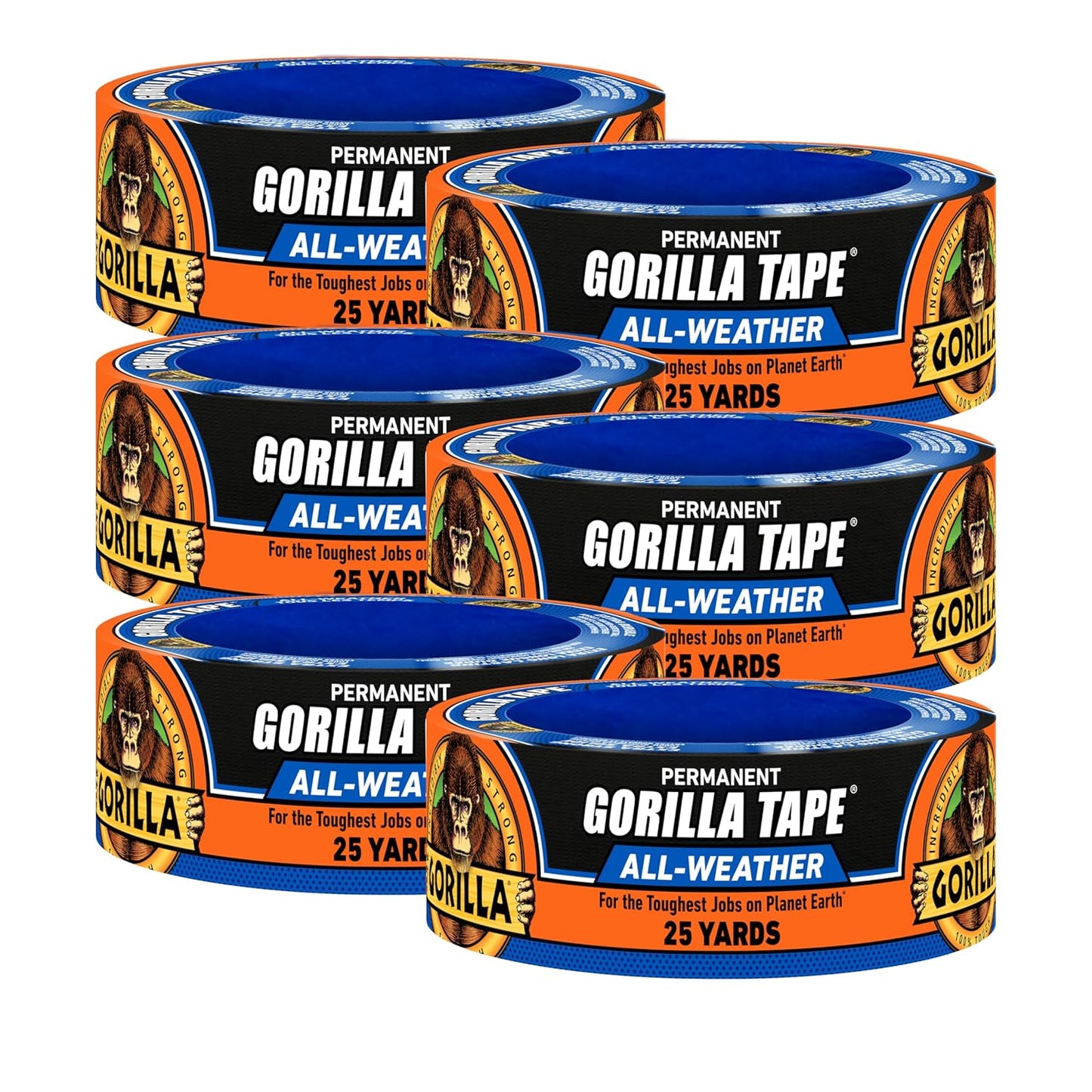 GORILLA All Weather Duct Tape, Black, 1.88" x 25 yd | UV and Temperature Resistant, Waterproof for Outdoor Repairs, Strong Adhesive Grip