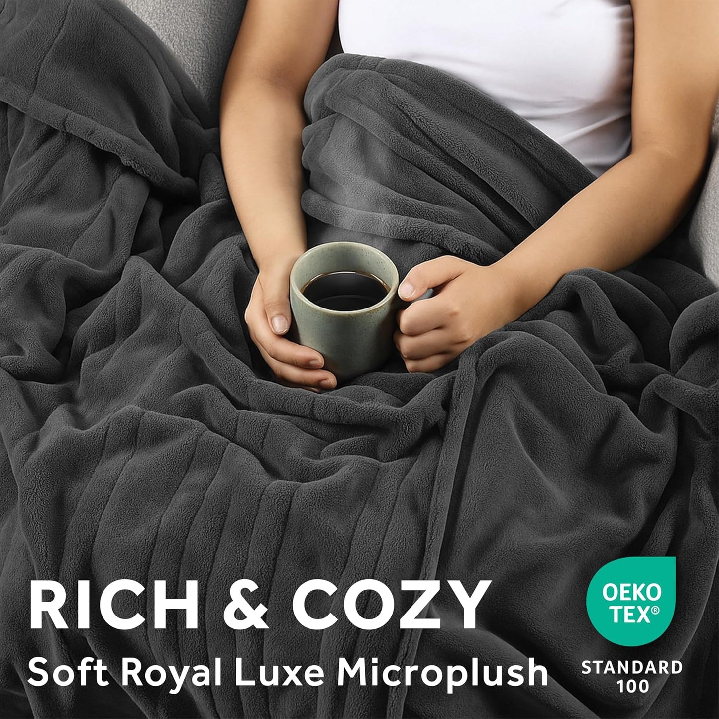 Sunbeam Electric Throw Royal Luxe Microplush Heated Blanket, 4 Heat Settings, 4-Hour Auto Shut-Off, Fast Heating, Warm and Cozy, Walnut Color, 50" x 60"