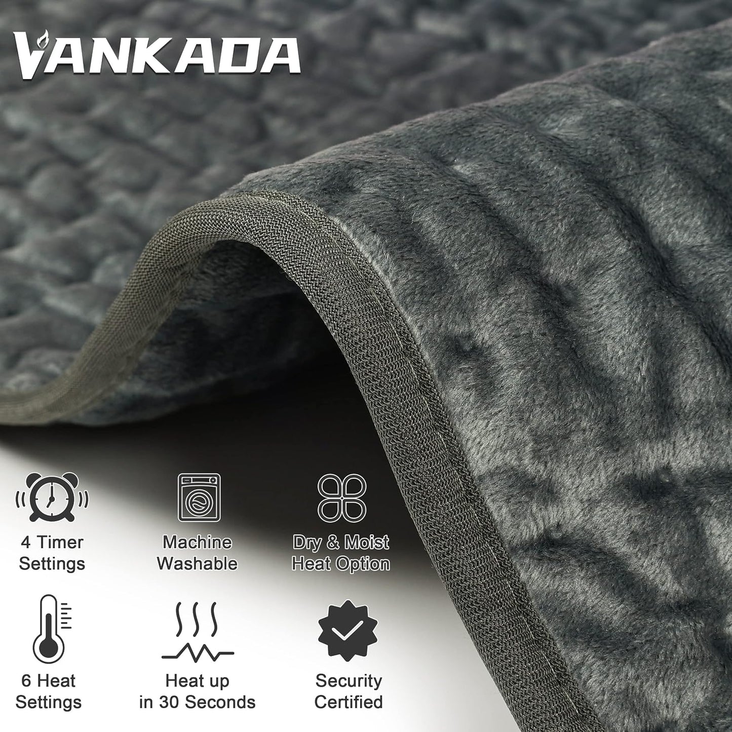 Heating Pad Electric Heat Pad, Hot Heated Pad,Multiple Temp and Timer Settings,Suitable for Shoulders, Neck, arms, Abdomen, Back, Legs, etc. (Gray Green, 24"X12")