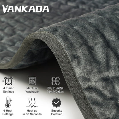 Heating Pad Electric Heat Pad, Hot Heated Pad,Multiple Temp and Timer Settings,Suitable for Shoulders, Neck, arms, Abdomen, Back, Legs, etc. (Gray Green, 24"X12")