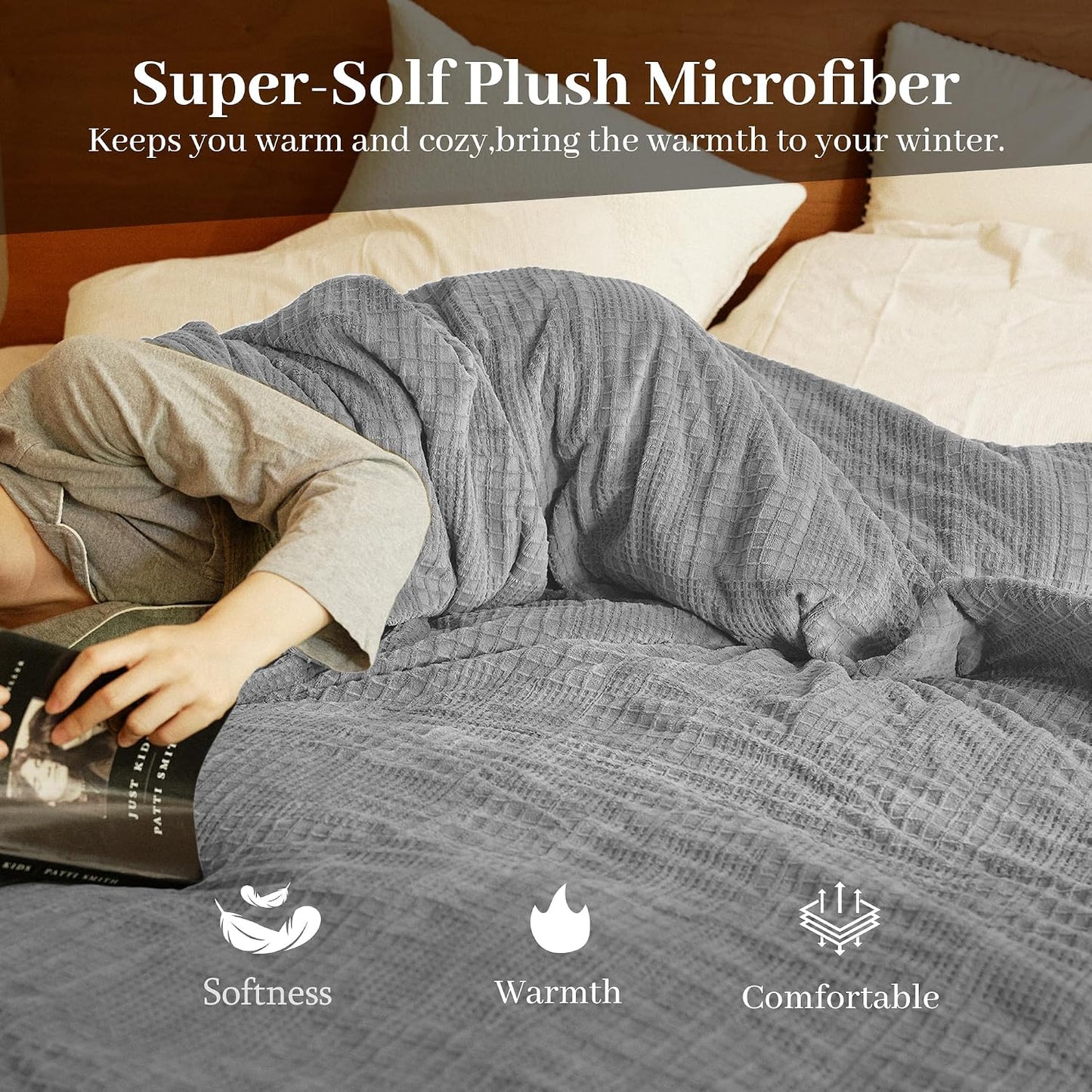 Texciting Heated Blanket 50X60,Soft Electric Blanket,ETL Certified,Grey | Heating Levels,Auto-Off Function,Heated Throw Blanket for Bed,Machine Washable,Gifts for Woman