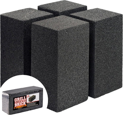 Commercial Grade, Heavy Duty Grill Cleaning Brick Bulk 4 Pack. Pumice Stone Cleaner Tool Cleans and Sanitizes Restaurant Flat Top Grills or Griddles Effectively Without Harsh Chemicals or Abrasives