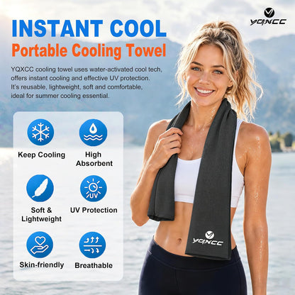 YQXCC 4 Pack Cooling Towels 40"x12", Cold Cool for Neck & Face | Cooling Neck Wraps, Soft Breathable Microfiber Chilly Towels, Ideal for Gym, Yoga, Golf, Running, Camping & Hot Weather