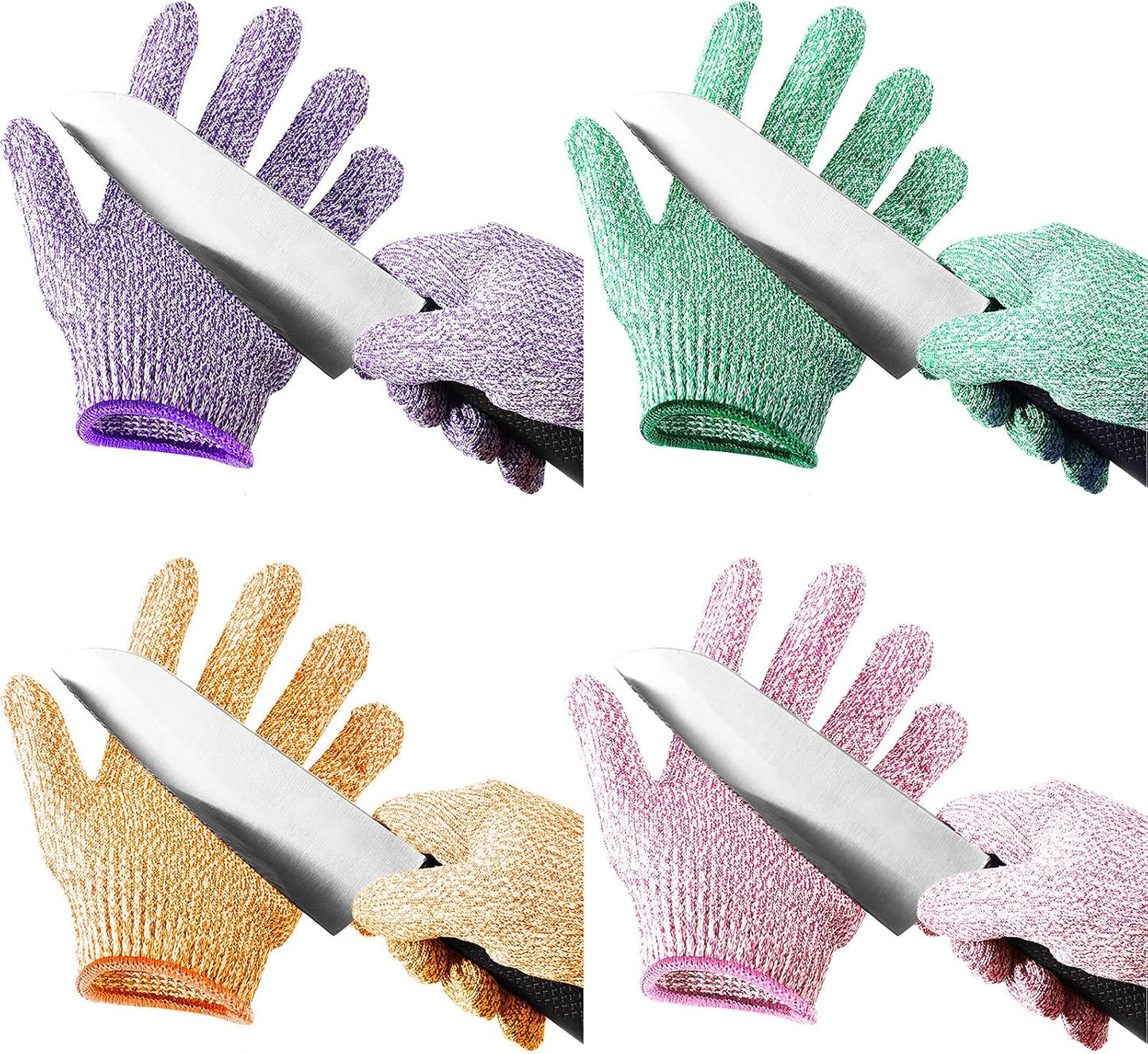 Geyoga 4 Pairs Kids Cut Resistant Gloves Level 5 Safe Gloves Protection | Ideal for Oyster Shucking, Garden Chores, Kitchen Prep and Handmade Craft DIY Projects
