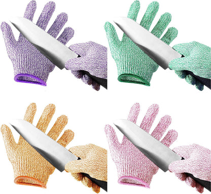Geyoga 4 Pairs Kids Cut Resistant Gloves Level 5 Safe Gloves Protection | Ideal for Oyster Shucking, Garden Chores, Kitchen Prep and Handmade Craft DIY Projects