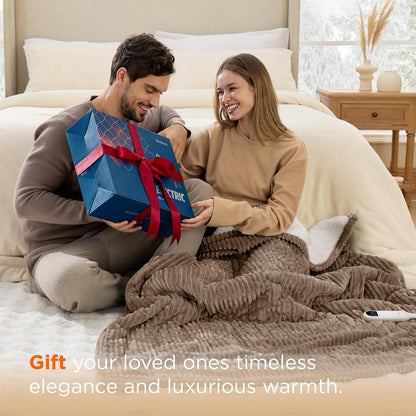 Bedsure GentleSoft Heated Blanket Throw - Soft Ribbed Flannel Electric Blanket, Gifts for Grandma (50x60 inches, Grey)