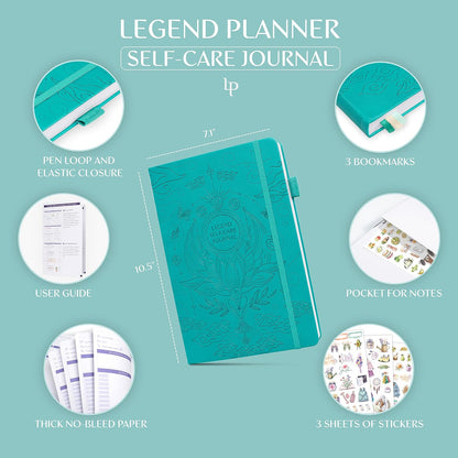 Legend Self-Care Journal – Guided Daily Reflection Journal to Support Mental & Physical Health – Daily Mood, Meditation & Personal Development Notebook – 7.1x10.5”, Lasts 3 Months (Turquoise)