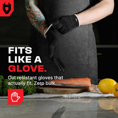 NoCry Cut Resistant Gloves With Grip Microdots — Food Grade Cutting Glove | Cut Proof Kitchen Gloves, Mandoline and Food Prep Safety, Great For Woodworking, Ambidextrous, Breathable, Machine Washable