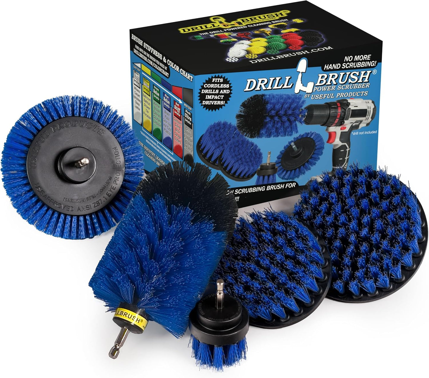 Grout Cleaner Kit - Bathroom Drill Brush Attachment Set - Shower Cleaner | Household Cleaning Supplies - Tub Scrubber - Toilet Brush - Spotless Tiles - Power Scrubbing Nylon Bristles