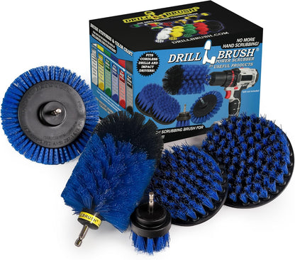 Grout Cleaner Kit - Bathroom Drill Brush Attachment Set - Shower Cleaner | Household Cleaning Supplies - Tub Scrubber - Toilet Brush - Spotless Tiles - Power Scrubbing Nylon Bristles