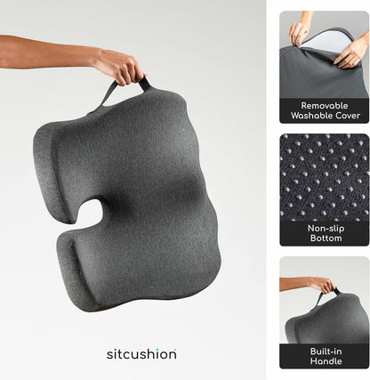 Car Seat Cushion for Driving, Sciatica Pain Relief Car Pillow and Seat Pad | Extra Large Driver Seat Cushion Offers Broad Car-Seat Coverage to Ease Hip and Tailbone Pressure During Long Drives (Black)
