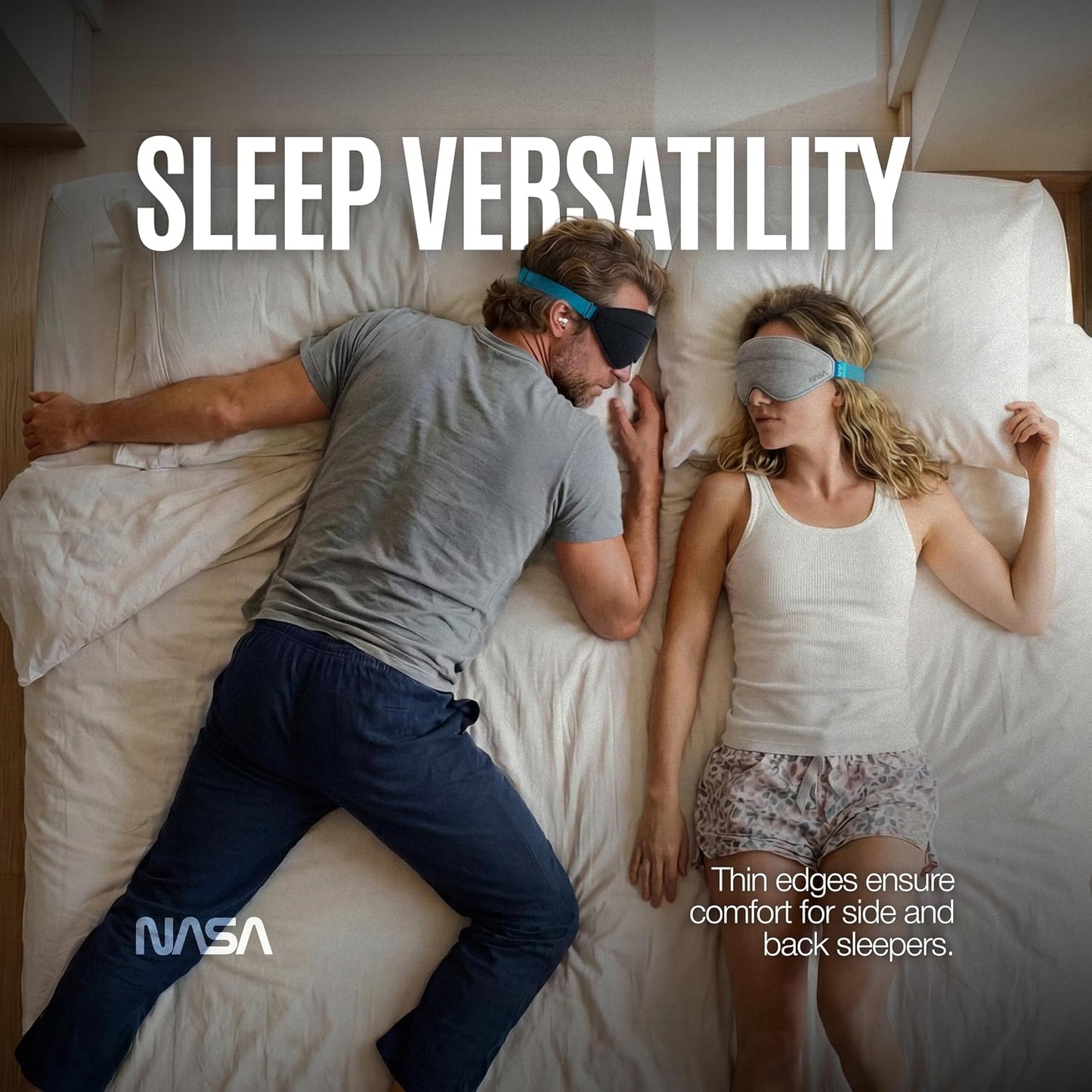NASA Sleep Mask with LightBlock™ Barrier | Total Blackout | For Men & Women | Official NASA Design | Cooling Memory Foam | 3D Eye Cups | Includes Noise-Blocking Earbuds