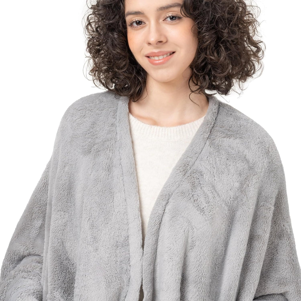 Berkshire Blanket Primalush™ Wearable Blanket, Cozy Loungewear Pocketed Plush Cape Wrap for Adults & Teens(Purple, One Size 58"X64")
