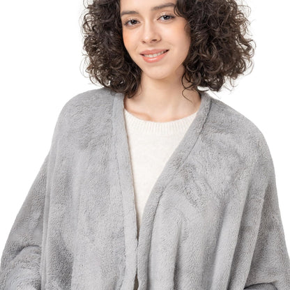 Berkshire Blanket Primalush™ Wearable Blanket, Cozy Loungewear Pocketed Plush Cape Wrap for Adults & Teens(Purple, One Size 58"X64")