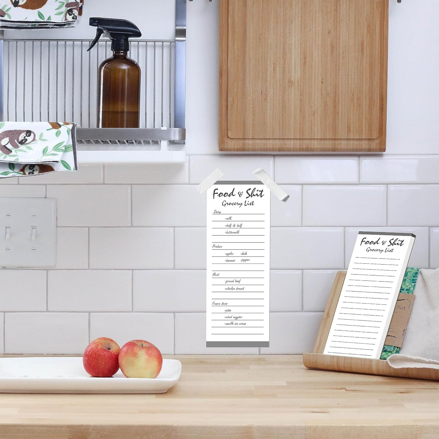 Hebayy 100 Pages Food&Shit Magnetic Back Funny Grocery List Planner Note Pad To Do List for Fridge Locker (3" x 8")