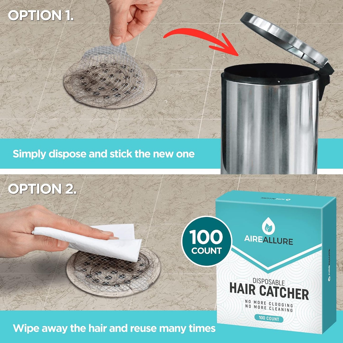 25 Pack Disposable Shower Drain Hair Catcher Mesh Stickers - Peel & Stick Drain Strainers to Prevent Clogs, Strong Waterproof Adhesive, Mess-Free Disposable Drain Covers for Shower & Bathtub