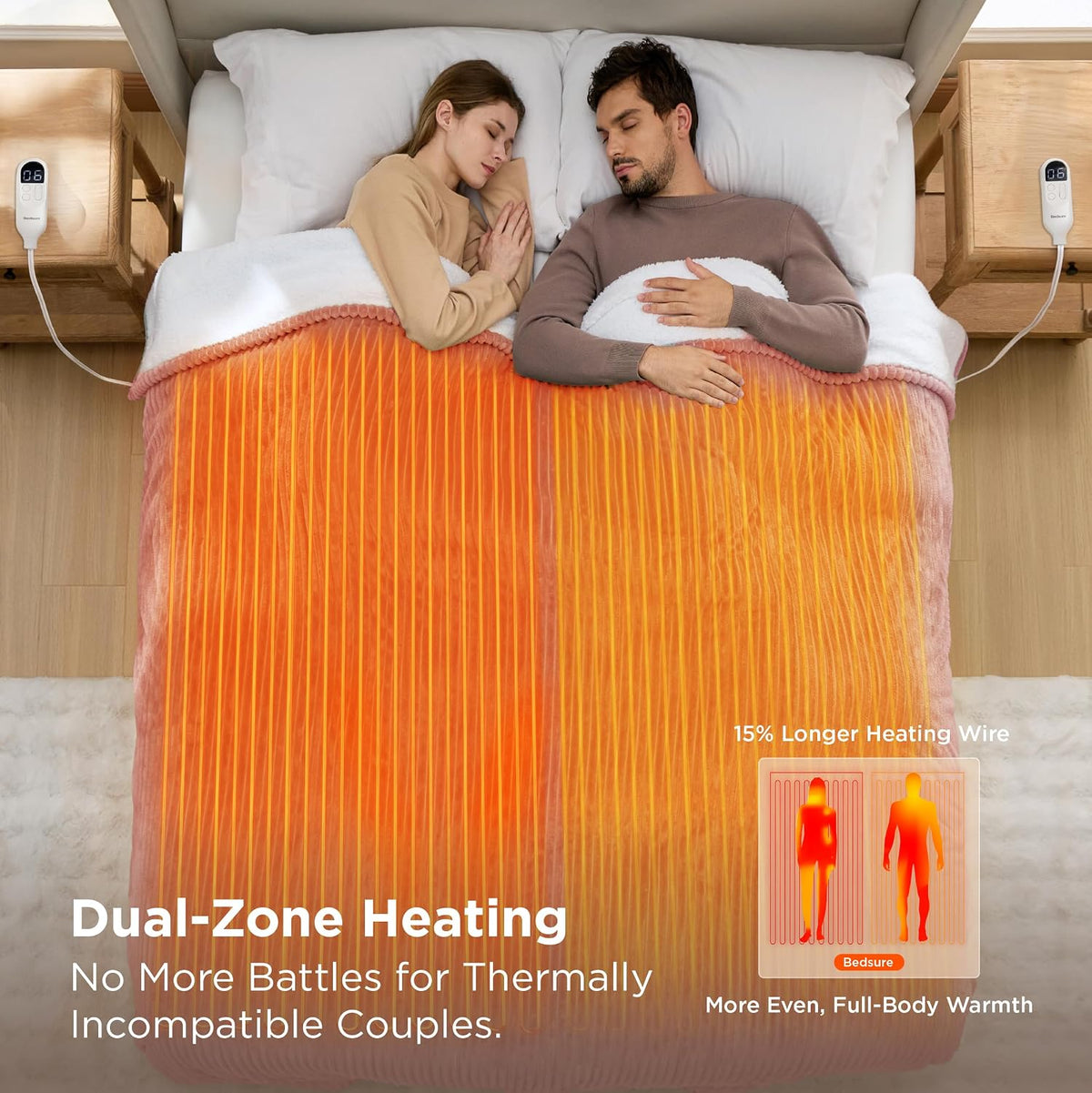 Bedsure GentleSoft Heated Blanket Throw - Soft Ribbed Flannel Electric Blanket, Gifts for Grandma (50x60 inches, Grey)