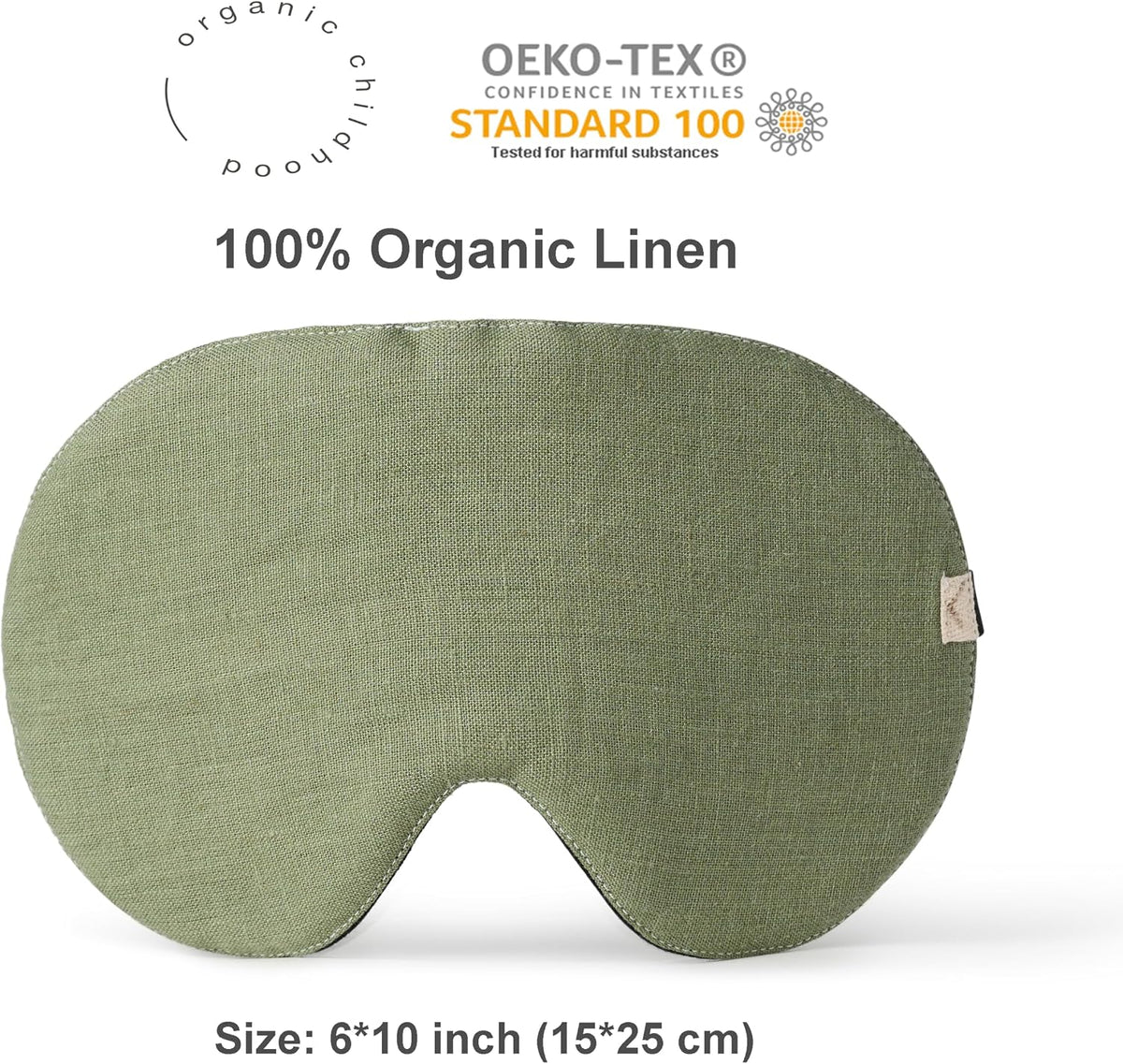 2-Pack Linen Eye Sleep Mask, Organic Blackout, Oversize Shape Cover