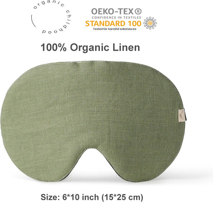 2-Pack Linen Eye Sleep Mask, Organic Blackout, Oversize Shape Cover