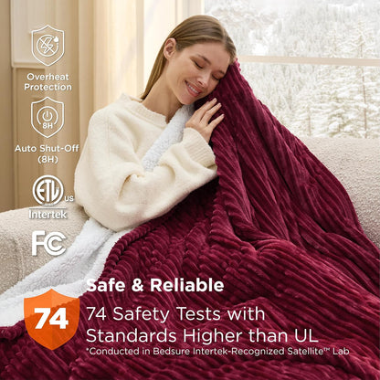 Bedsure GentleSoft Heated Blanket Throw - Soft Ribbed Flannel Electric Blanket, Gifts for Grandma (50x60 inches, Grey)