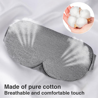 FRESHME Cotton Sleep Eye Mask - Travel Eye Mask for Sleeping Airplane Blackout Eye Covers for Long Flight Essentials Accessories, Comfortable Sleep Night Masks for Men Women Side Sleeper