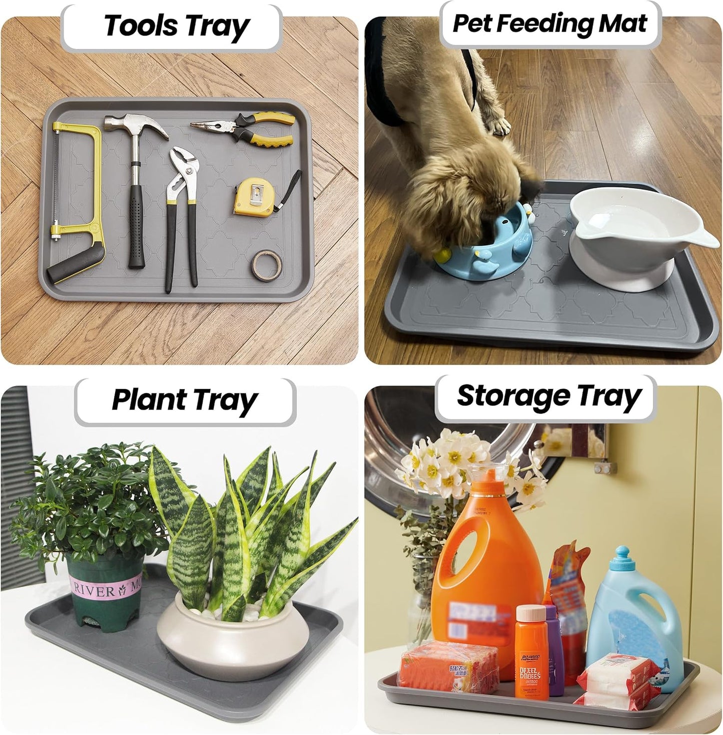 WATANIYA PET Boot Tray for Entryway Indoor, Heavy Duty Shoe Mat Tray 2 Packs, 16.7"x12.8" Waterproof Shoes Trays with Raised Edge, Outdoor Multi-Purpose Mats for Boots, Garden, Pets