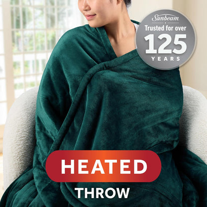 Sunbeam Electric Throw Royal Mink Sherpa Heated Blanket, 4 Heat Settings, 4-Hour Auto Shut-Off, Fast Heating, Luxurious and Ultra Comfy, Cabernet Color, 50" x 60"
